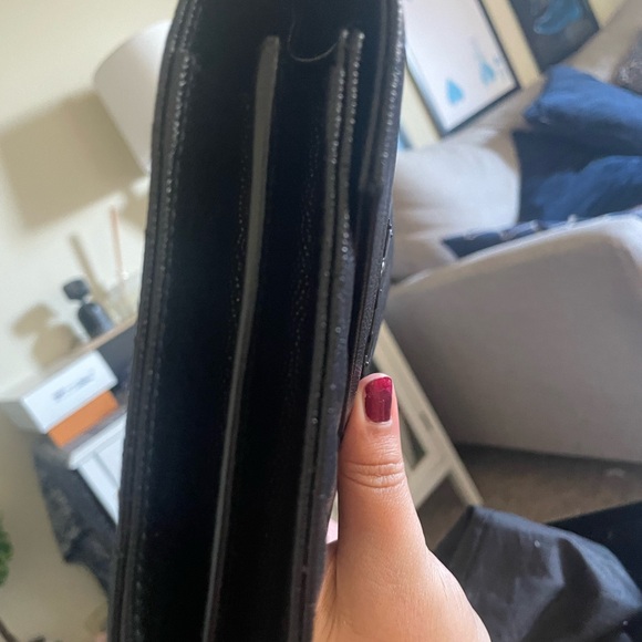 saint laurent grain de poudre matelasse chevron monogram chain wallet black - Picture 8 of 12